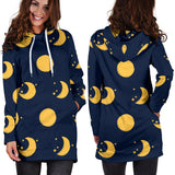 Moon Star Pattern Women'S Hoodie Dress