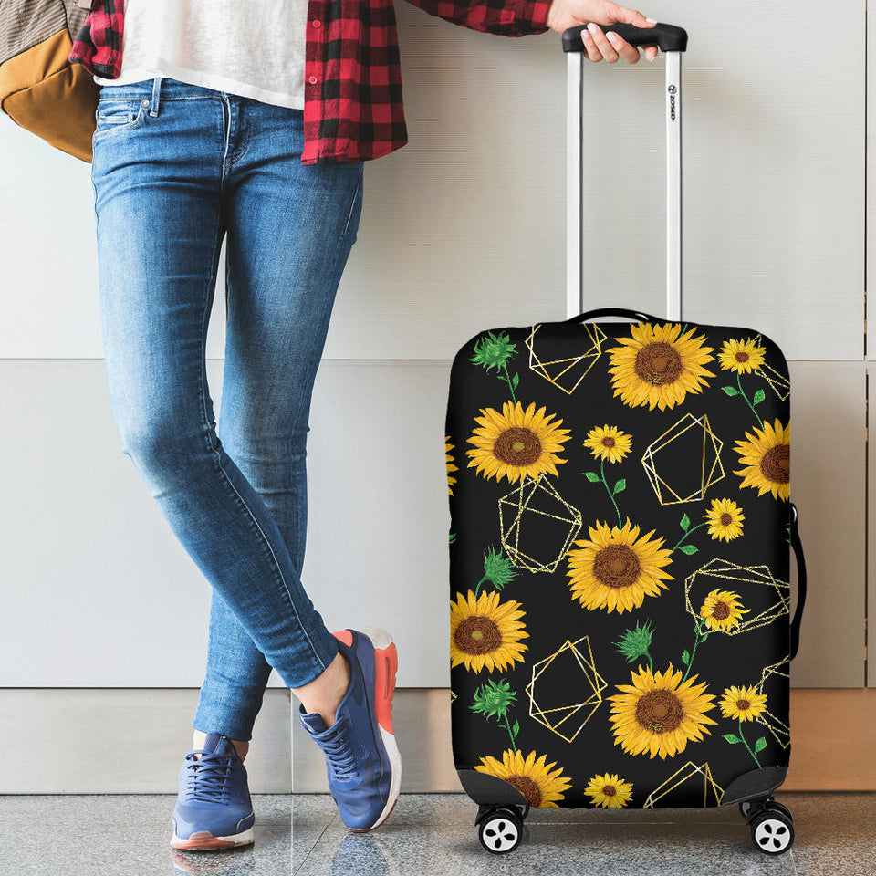 Sunflower Golden Polygonal Shapes Cabin Suitcases Luggages