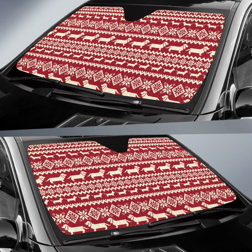 Dachshund Nordic Pattern Car Sun Shade