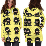 Cute Ninja Yellow Background Women'S Hoodie Dress