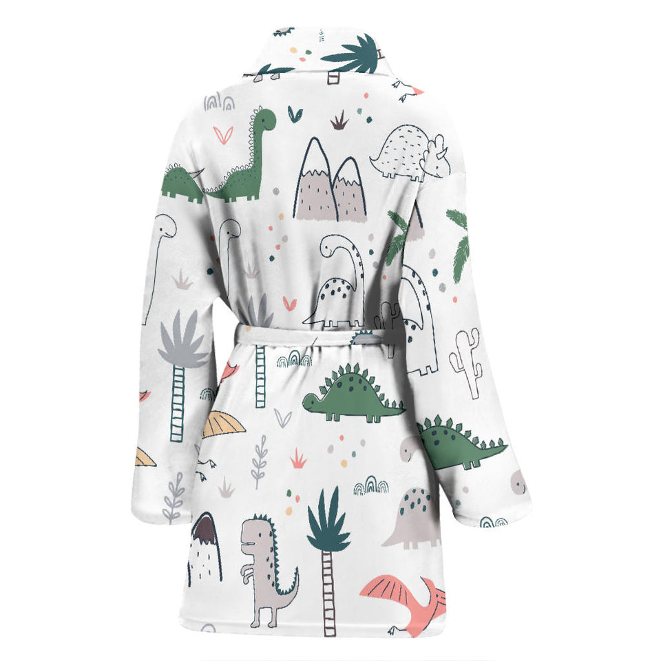 Cute Cartoon Dinosaurs Tree Pattern Women'S Bathrobe