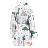 Cute Cartoon Dinosaurs Tree Pattern Women'S Bathrobe