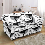 Black Whale Pattern Loveseat Couch Slipcover