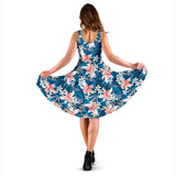 Hibiscus Pattern Print Design 02 Sleeveless Midi Dress