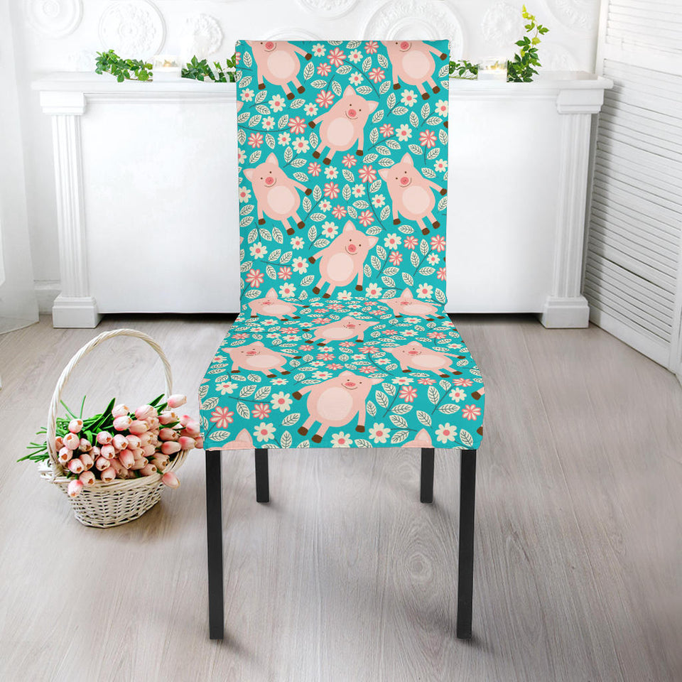 Pig Pattern Print Design 01 Dining Chair Slipcover