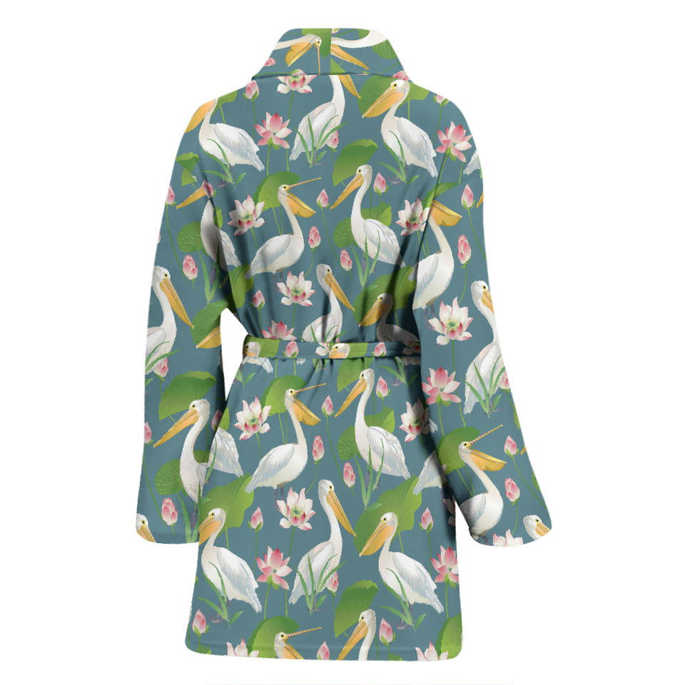 Pelican Pattern Print Design 04 Women's Bathrobe