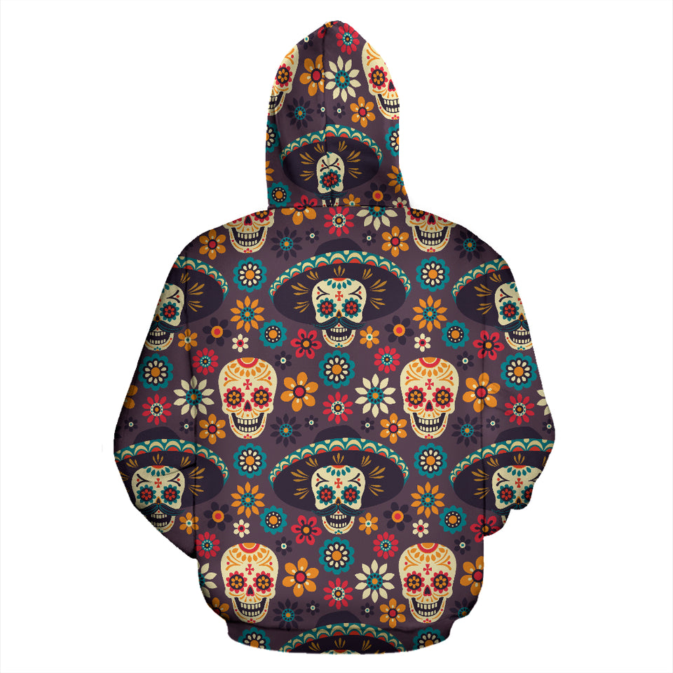 Sugar Skulls Flower Maxican Pattern Zip Up Hoodie