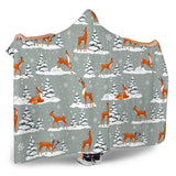 Beautiful Deers Winter Christmas Hooded Blanket