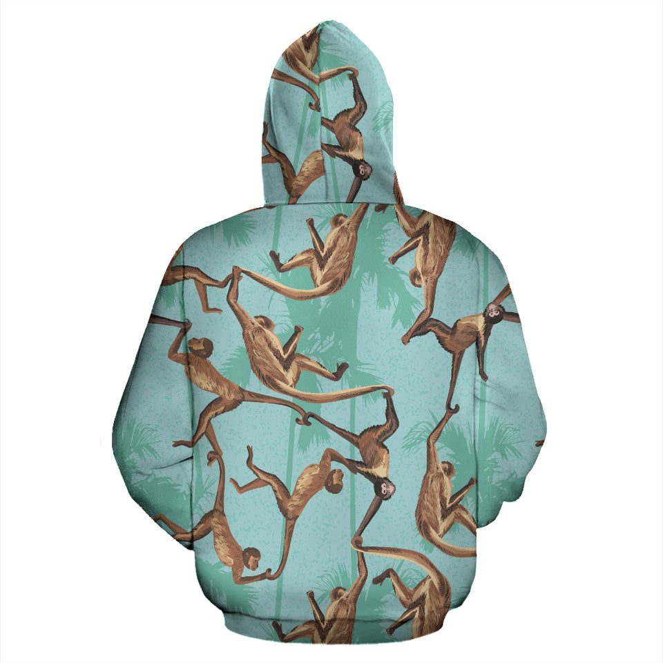 Monkey Palm Tree Background Zip Up Hoodie