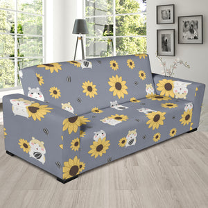Cute Hamster Sunflower Pattern Background Sofa Slipcover