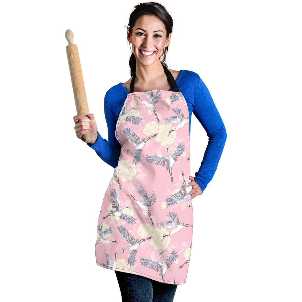 Japanese Crane Rose Pattern Adjustable Apron