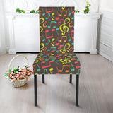 Music Notes Pattern Print Design 05 Dining Chair Slipcover