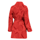Strawberry Pattern Red Background Women'S Bathrobe