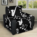 Saxophone music notes treble clef black white theme Recliner Cover Protector