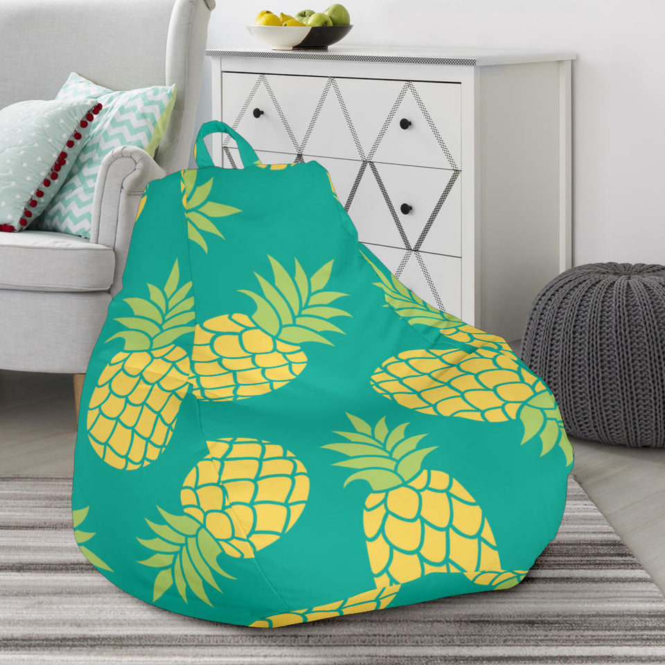Pineapples Pattern Green Background Bean Bag Cover