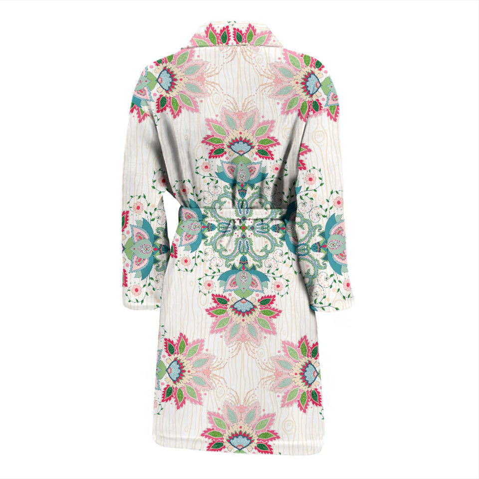 Square Floral Indian Flower Pattern Men'S Bathrobe