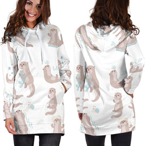 Cute Sea Otters Pattern Women'S Hoodie Dress