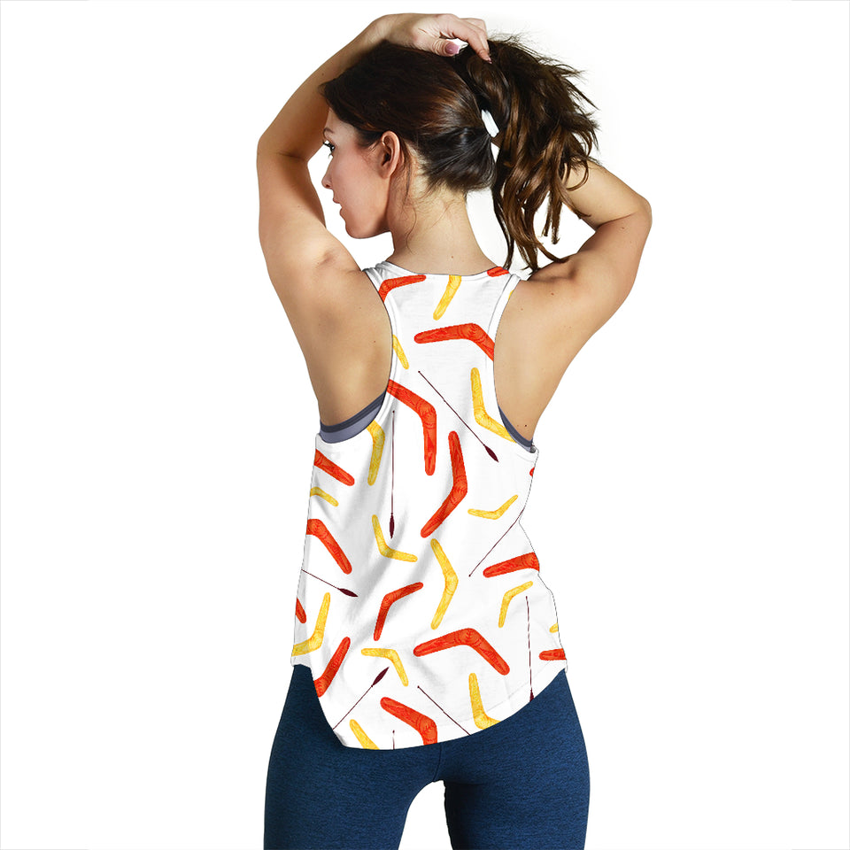 Waterclor boomerang Australian aboriginal ornament Women Racerback Tank Top