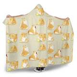 Cute Fat Shiba Inu Dog Pattern Hooded Blanket