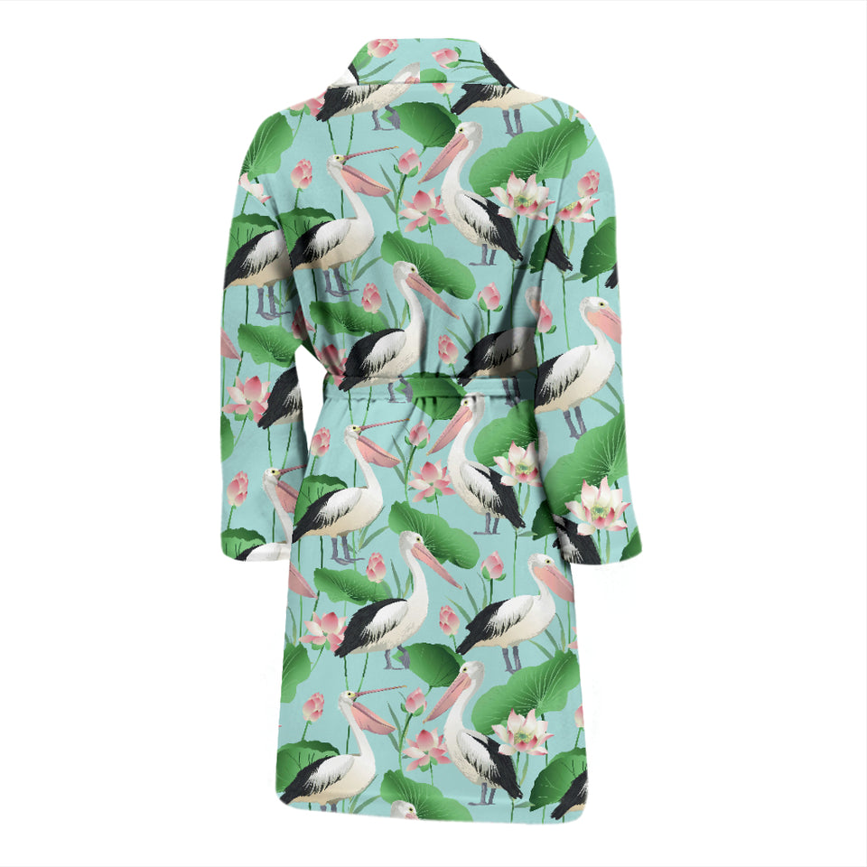Pelican Pattern Print Design 01 Men's Bathrobe