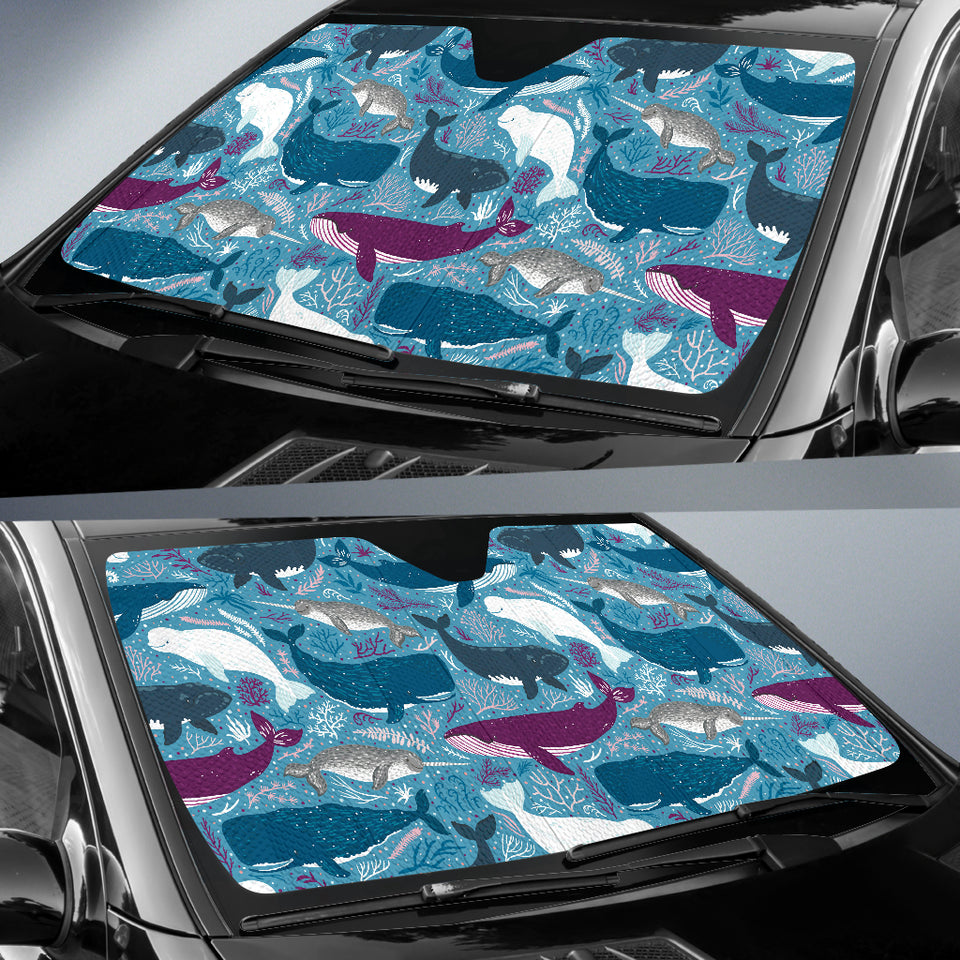 Whale Design Pattern Car Sun Shade