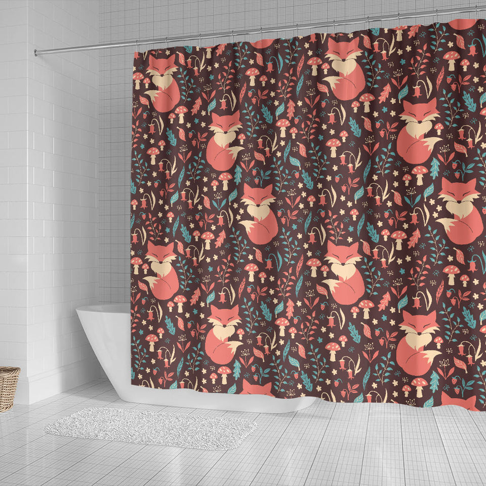 Fox Leaves Mushroom Pattern Shower Curtain Fulfilled In US