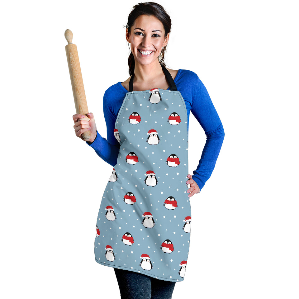 Cute Penguin Christmas Snow Pattern Adjustable Apron