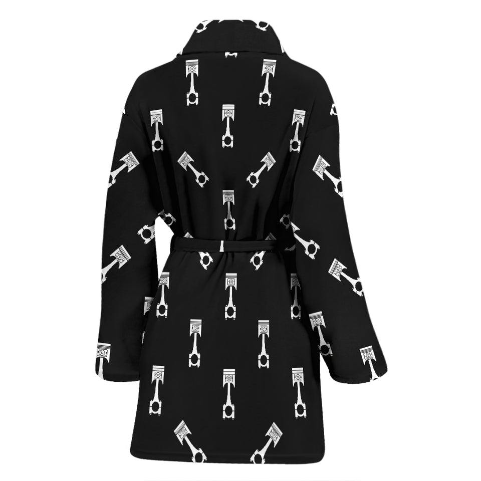 Engine Piston Black Theme Pattern Print Design 03 Women's Bathrobe