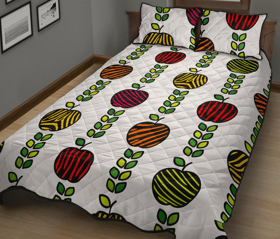 colorful apples leave zebra stripe Quilt Bed Set