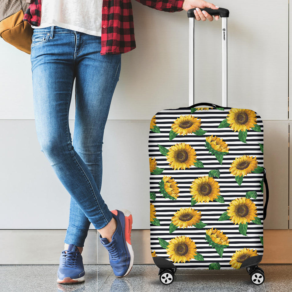 Sunflowers Ribbon Background Cabin Suitcases Luggages