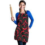 Chili Peppers Pattern Black Background Adjustable Apron