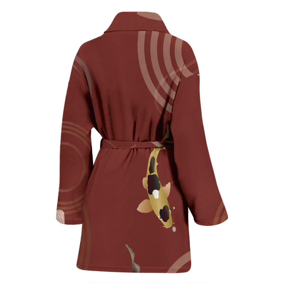 Koi Fish Carp Fish Red Background Women'S Bathrobe