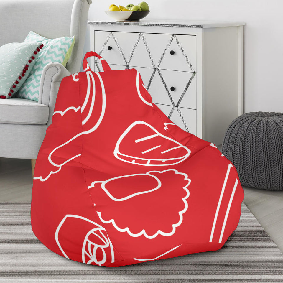 Sushi Pattern Red Background Bean Bag Cover