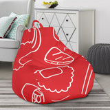 Sushi Pattern Red Background Bean Bag Cover