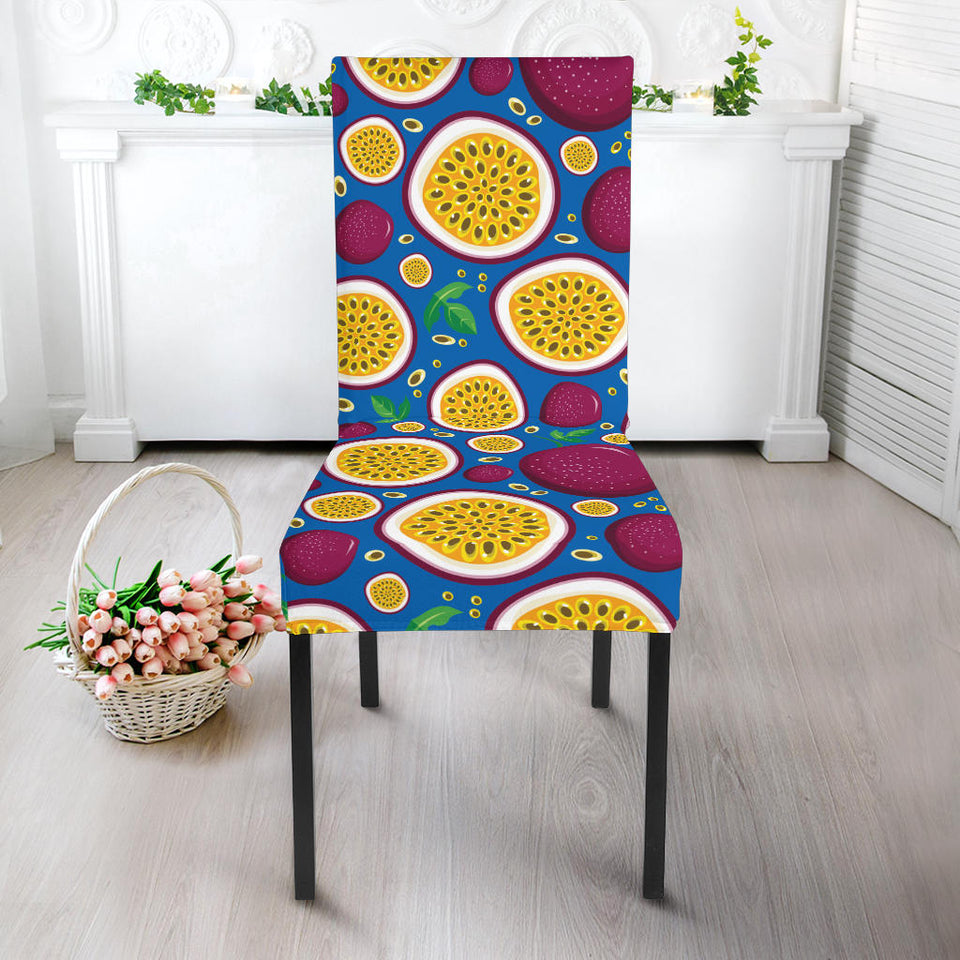 Passion Fruit Blue Background Dining Chair Slipcover