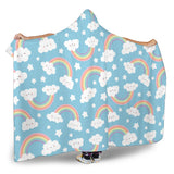 Cute Rainbow Clound Star Pattern Blue Background Hooded Blanket