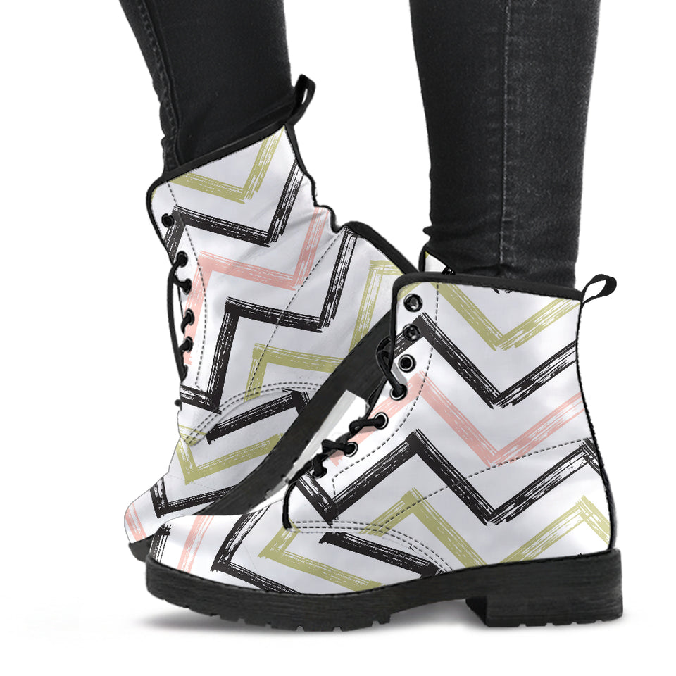 Zigzag  Chevron Paint Pattern Leather Boots
