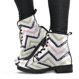 Zigzag  Chevron Paint Pattern Leather Boots