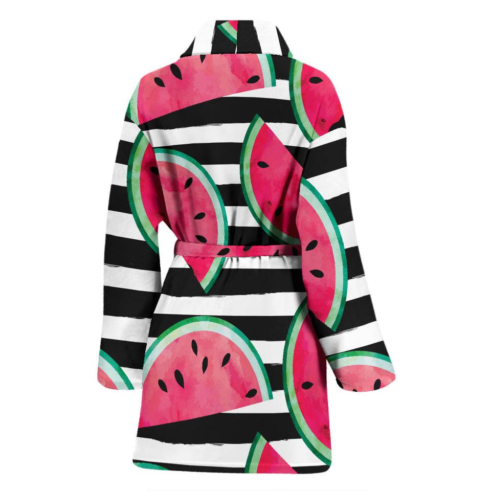 Watercolor Paint Textured Watermelon Pieces Women'S Bathrobe