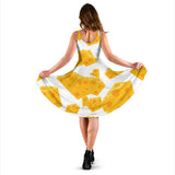 Cheese Slice Pattern Sleeveless Midi Dress