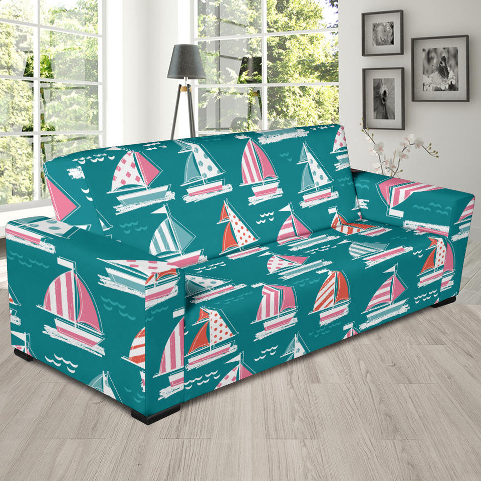 Cute Sailboat Pattern Sofa Slipcover