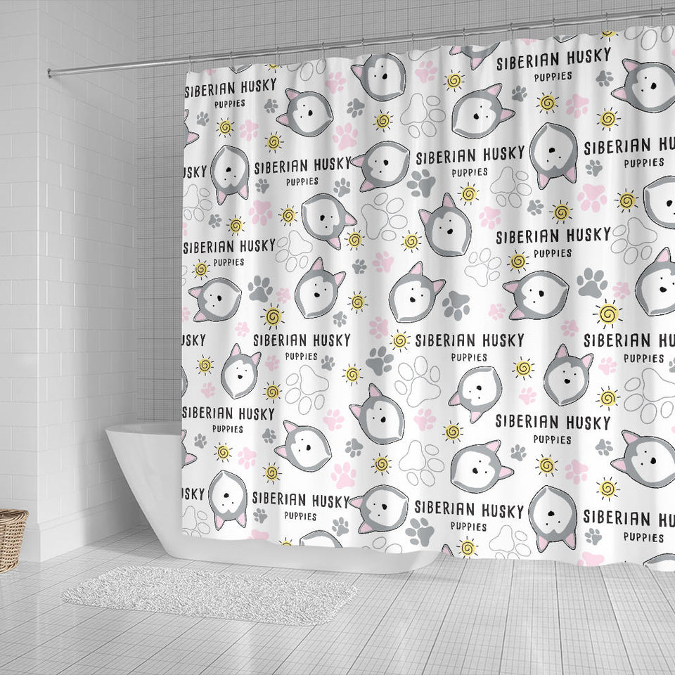 Siberian Husky Design Pattern Shower Curtain Fulfilled In US