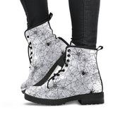 Spider Web Cobweb Pattern Leather Boots