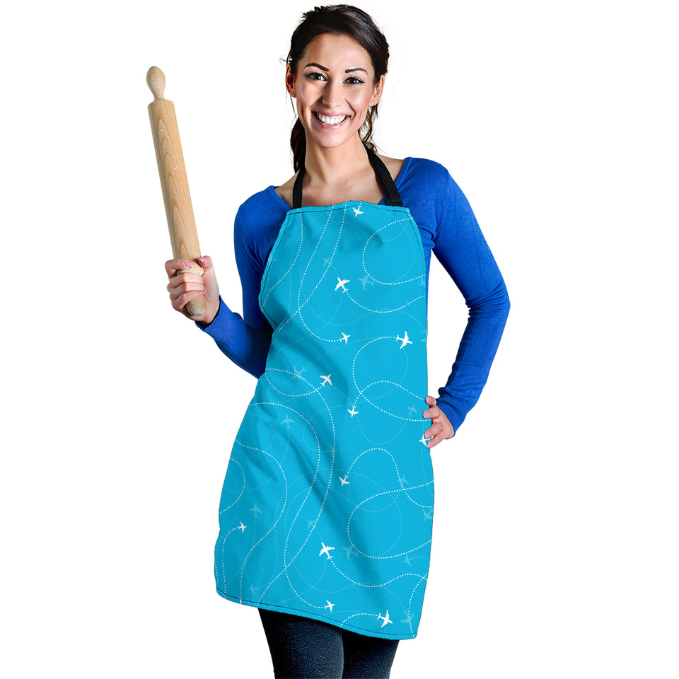 Airplane Destinations Blue Background Adjustable Apron