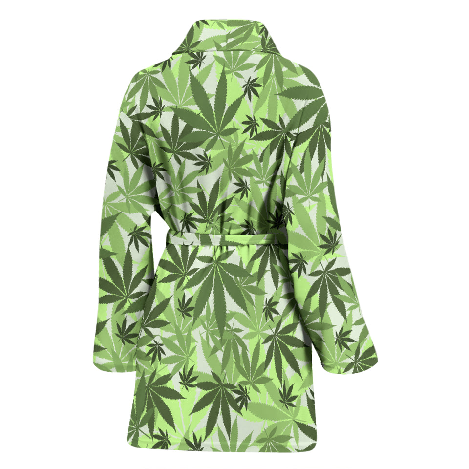 Canabis Marijuana Weed Pattern Print Design 01 Women's Bathrobe