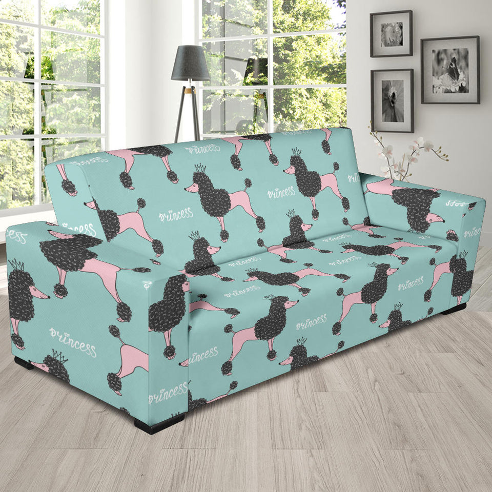 Poodle Dog Green Background Sofa Slipcover