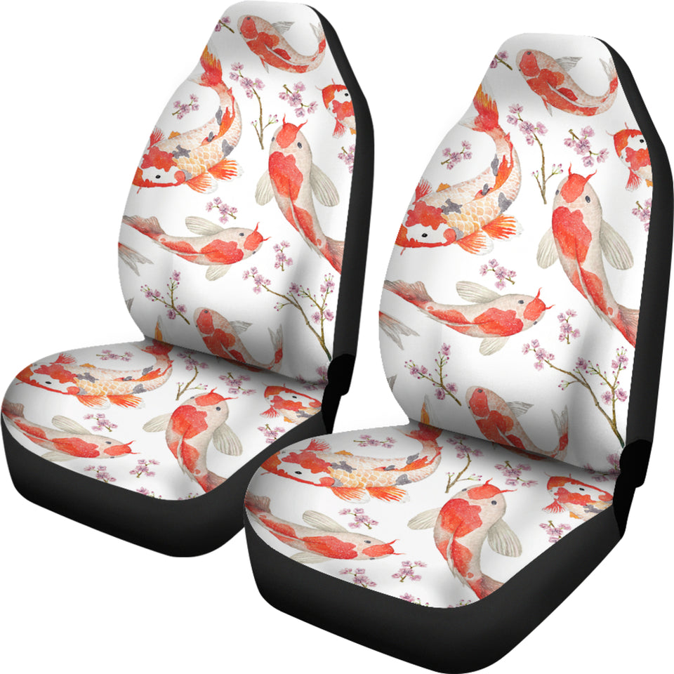 Watercolor Koi Fish Carp Fish Pattern Universal Fit Car Seat Covers