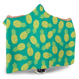 Pineapples Pattern Green Background Hooded Blanket