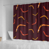 Boomerang Australian Aboriginal Ornament Circle Black Background Shower Curtain Fulfilled In US