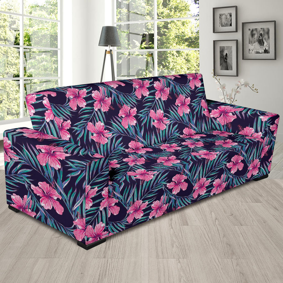 Hibiscus Pattern Print Design 05 Sofa Slipcover